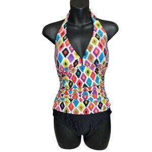 BEAUTIFUL Tropical Honey one piece Halterneck Swimsuit, SIZE 8 US, women's geome